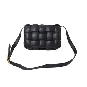 BOTTEGA VENETA Padded Cassette Shoulder Bag Black Lamb Leather